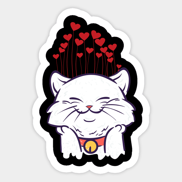 Cat Love Hearts Funny Adorable Design Perfect for Cat Owners and Cat Lovers Sticker by nathalieaynie